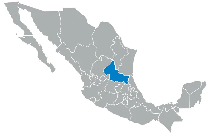 Mapa de México con San Luis Potosí destacado